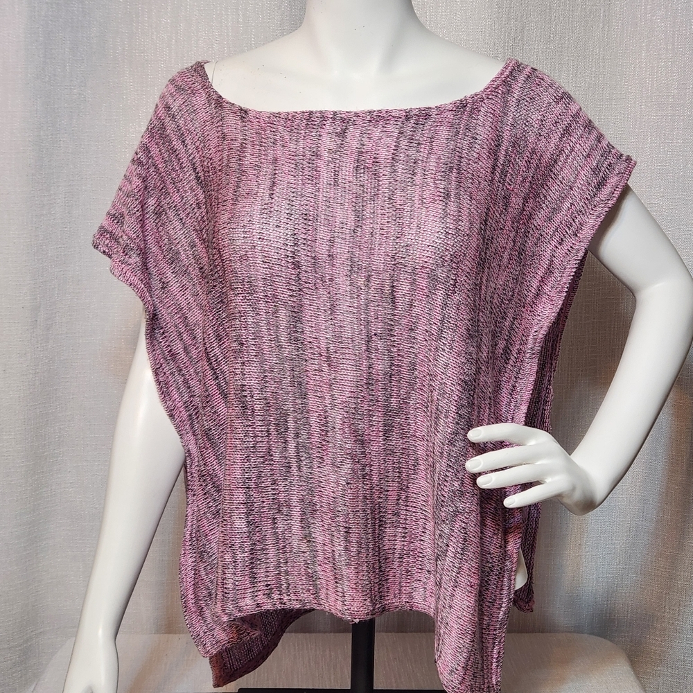 Taunt Tunic Open Sides Lightweight Knit Pink Gray One Size Fits Most